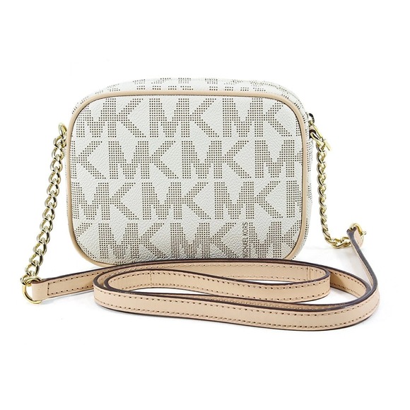 Michael Kors Crossbody Bag MK Signature Vanilla Chain Leather Camera Purse - Picture 2 of 11